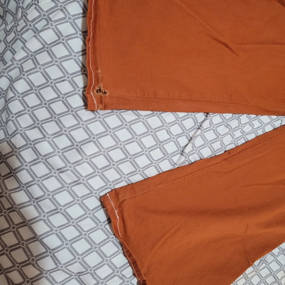 FOREVER 21 size LG burnt Denim pants ๐ oversized pockets, elastic button zip. - Picture 5 of 17